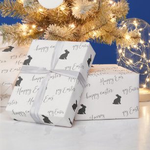 Fröhliches Oster-Skript mit Kaninchen-Silhouetten Geschenkpapier