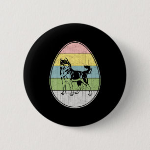 Fröhliches Osterei Sibirischer Husky Hund Grafik L Button