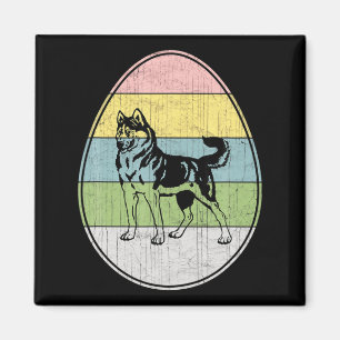 Fröhliches Osterei Sibirischer Husky Hund Grafik L Magnet