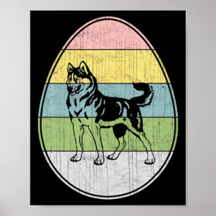 Fröhliches Osterei Sibirischer Husky Hund Grafik L Poster