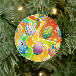 Fröhliches Ostereier Festtagsmuster Keramik Ornament
