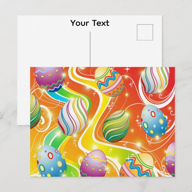 Fröhliches Ostereier Festtagsmuster Postkarte (Vorne/Hinten)