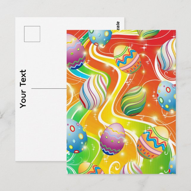 Fröhliches Ostereier Festtagsmuster Postkarte (Vorne/Hinten)