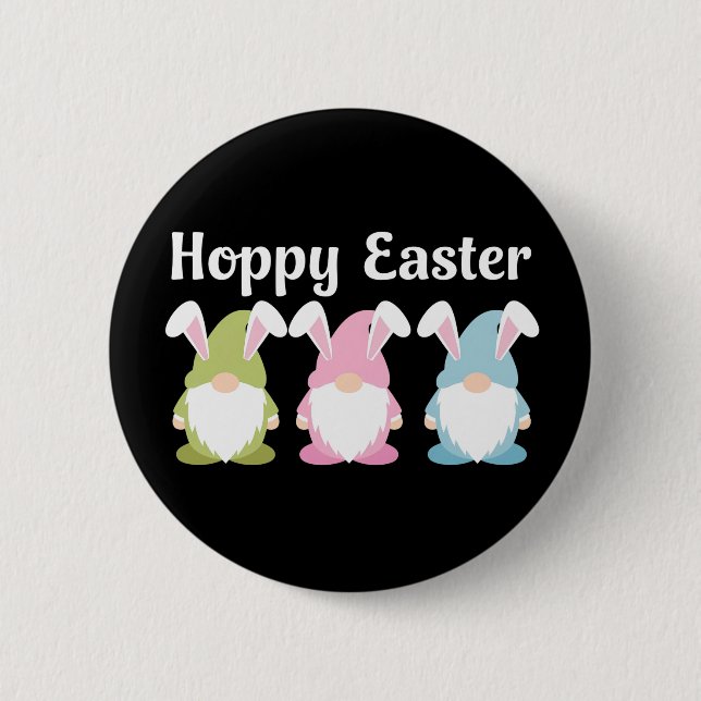 Fröhliches Osterfest Lustige Hasenohren Gnom Button (Vorderseite)