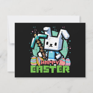 Fröhliches Osterhase Pixel Spiel  Einladung