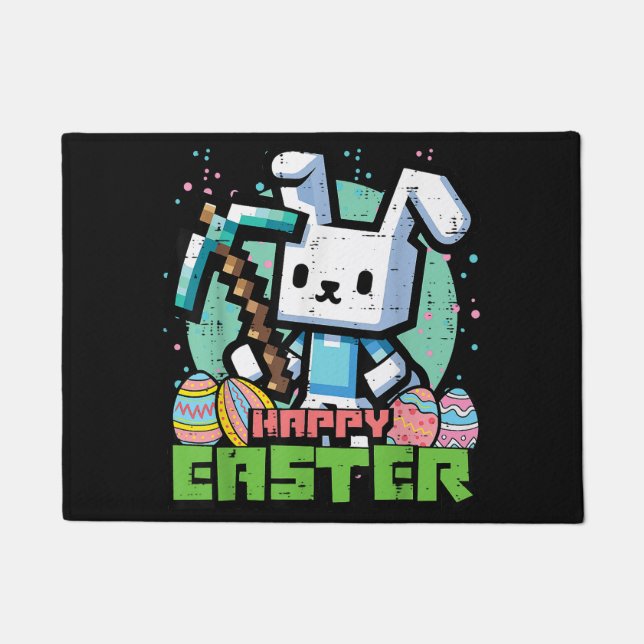 Fröhliches Osterhase-Pixel-Spiel  Fußmatte (Vorderseite)