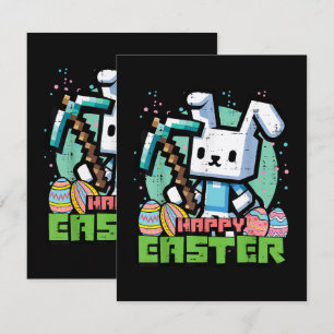 Fröhliches Osterhase Pixel Spiel  Karte