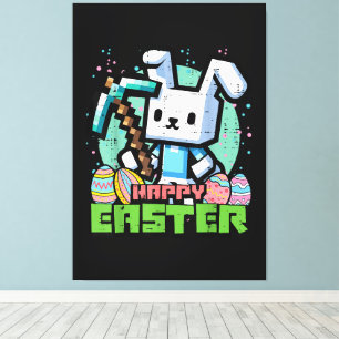 Fröhliches Osterhase Pixel Spiel  Leinwanddruck