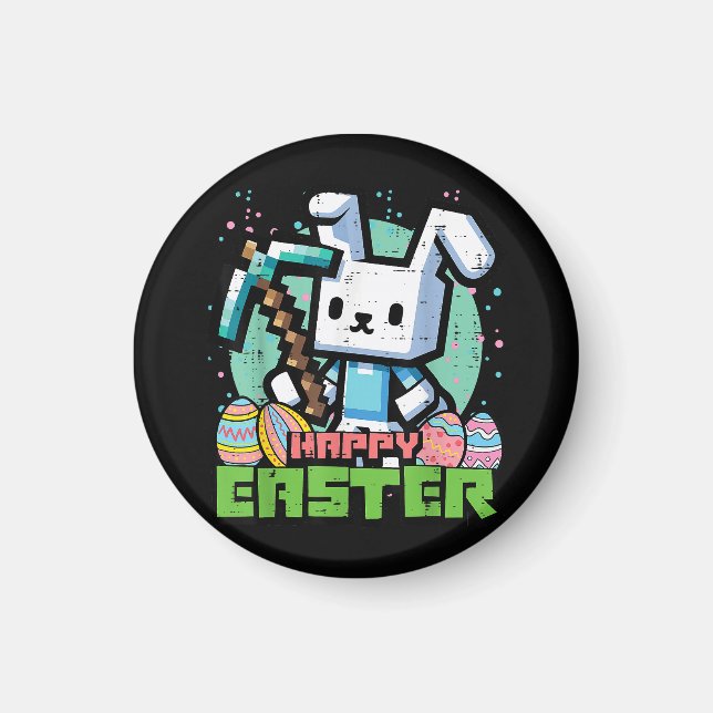 Fröhliches Osterhase Pixel-Spiel  Magnet (Vorne)