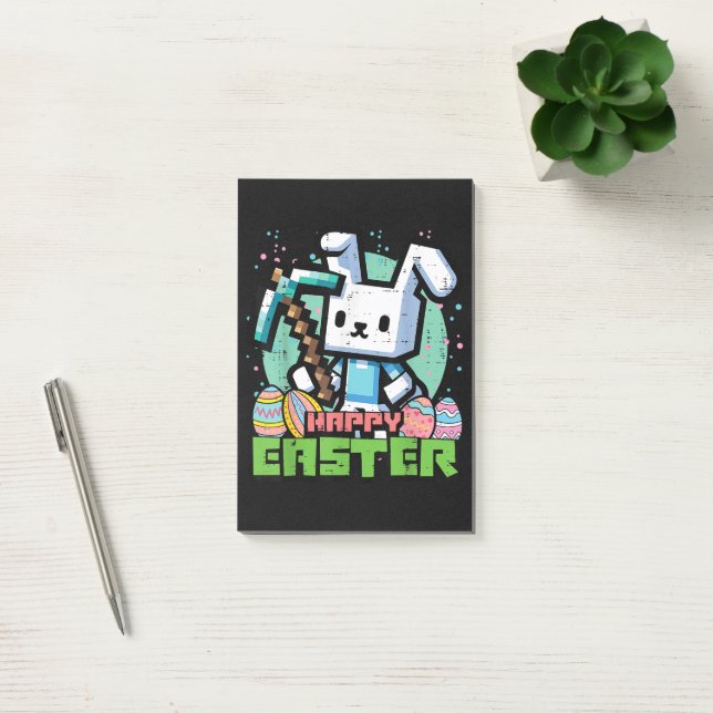 Fröhliches Osterhase Pixel Spiel  Post-it Klebezettel (Büro)