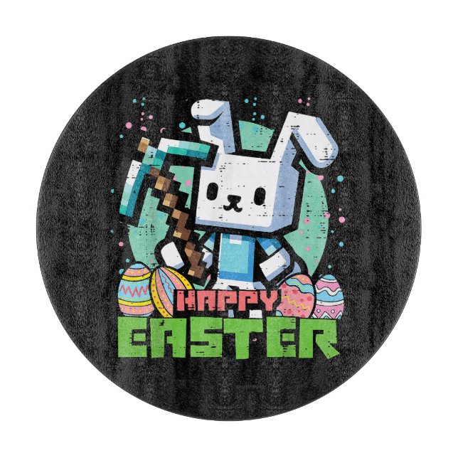 Fröhliches Osterhase Pixel Spiel  Schneidebrett (Vorderseite)