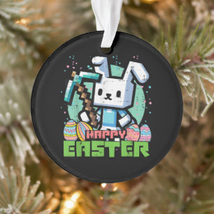 Fröhliches Osterhase Pixelspiel  Ornament