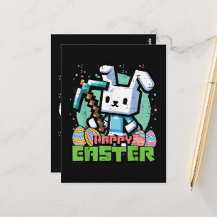 Fröhliches Osterhase Pixelspiel  Postkarte