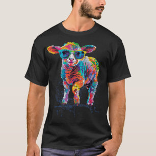 Fröhliches Osterlamm-Schaf-Kunstwerk mit Sonnenbri T-Shirt