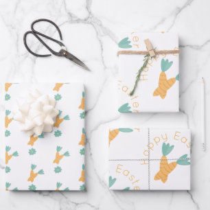 Fröhliches Ostern Karottenstrauß Blumen Geschenkpapier Set