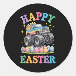 Fröhliches Ostern Lustiger Monstertruck zerquetsch Runder Aufkleber