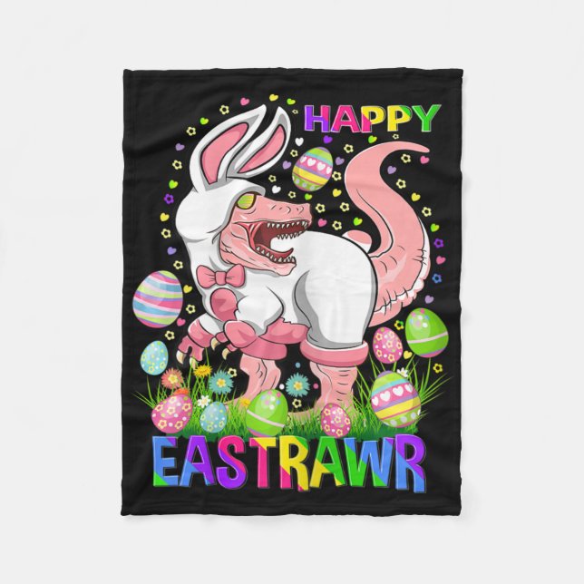 Fröhliches Ostern Lustiger T Rex Ostertag Dinosaur Fleecedecke (Vorderseite)