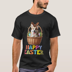 Fröhliches Ostern Süße Corgi-Korbbau-Design Spaß T-Shirt