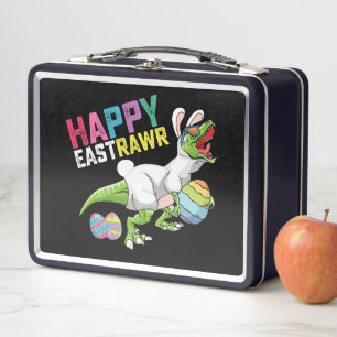 Fröhliches Ostern T Rex Dinosaur Osterhase Ei Metall Brotdose
