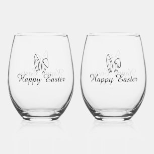Fröhliches Ostern Trinkset - Stielloses Weinglas Ohne Stiel