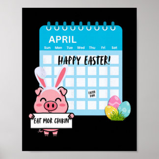 Fröhliches Osterschwein mit Hasenohren Kalender Lu Poster