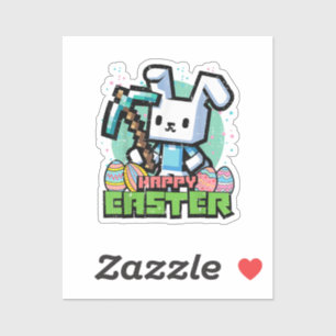 Fröhliches Osthase-Pixel-Spiel  Aufkleber