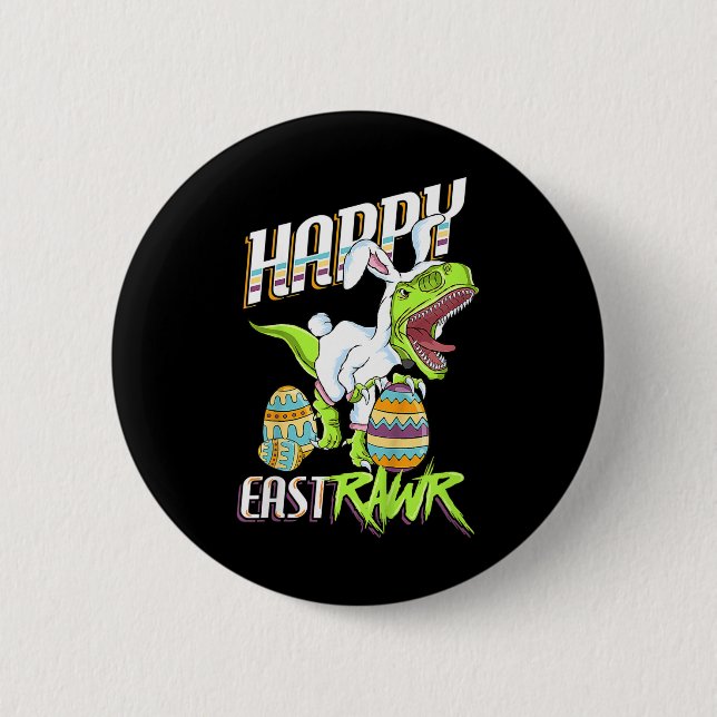 Fröhliches Ostrawr Süßer Trex Dinosaur Osterhase E Button (Vorderseite)