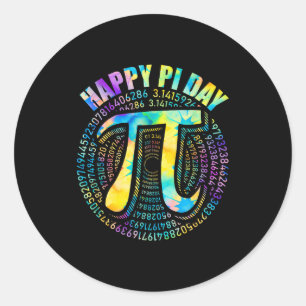 Fröhliches Pi-Tag Tie-Dye 3,14 Pi-Zahlensymbol Mat Runder Aufkleber