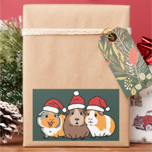 Fröhliches Pigmas Meerschweinchen Weihnachten Tier Rechteckiger Aufkleber