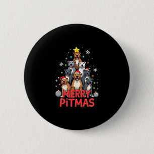 Fröhliches Pitmas Pitbull Hund hässlicher Weihnach Button