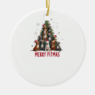 Fröhliches Pitmas Pitbull Hund hässlicher Weihnach Keramik Ornament