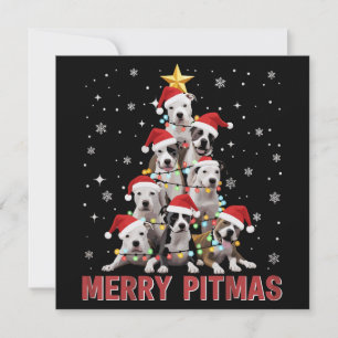 Fröhliches Pitmas Pitbull-Hundebaum hässliches Wei Feiertagskarte