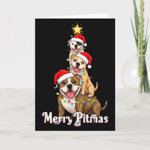 Fröhliches Pitmas Pitbull Weihnachtsthema für Fest Karte