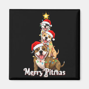 Fröhliches Pitmas Pitbull Weihnachtsthema für Fest Magnet