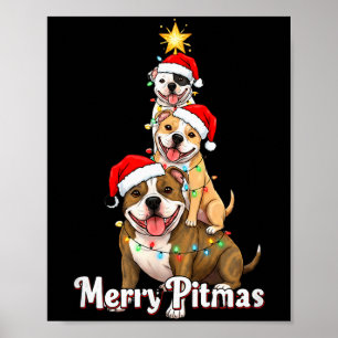 Fröhliches Pitmas Pitbull Weihnachtsthema für Fest Poster
