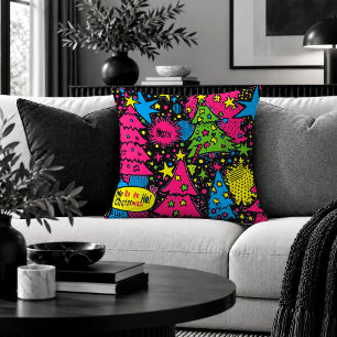 Fröhliches Pop-Art-Weihnachtsbaum-Dekokissen Kissen