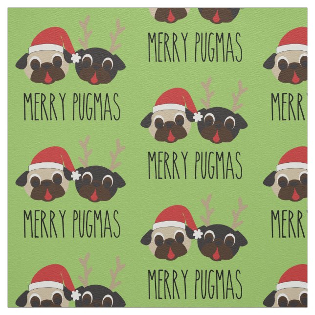 Fröhliches Pugmas Mops-Sankt-Mops-Ren-Gewebe Stoff (Muster)