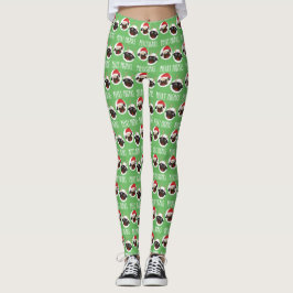 Fröhliches Pugmas Sankt und Ren-Möpse Leggings