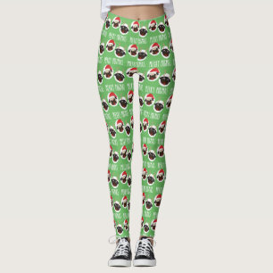 Fröhliches Pugmas Sankt und Ren-Möpse Leggings