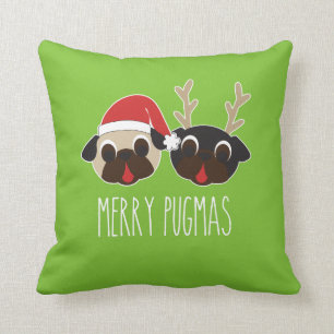 Fröhliches Pugmas Weihnachtskissen-Ren u. Kissen