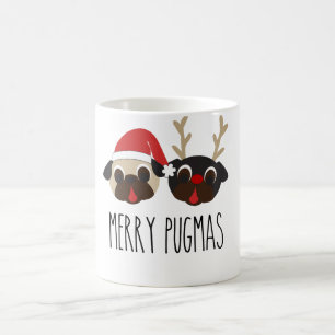Fröhliches Pugmas Weihnachtsren u. Kaffeetasse