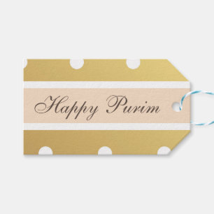 Fröhliches Purim-Geschenk-Tag Goldene Punkte Geschenkanhänger