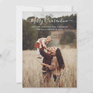 Fröhliches Quarantäne-Weihnachts-Skript Familienfo Feiertagskarte