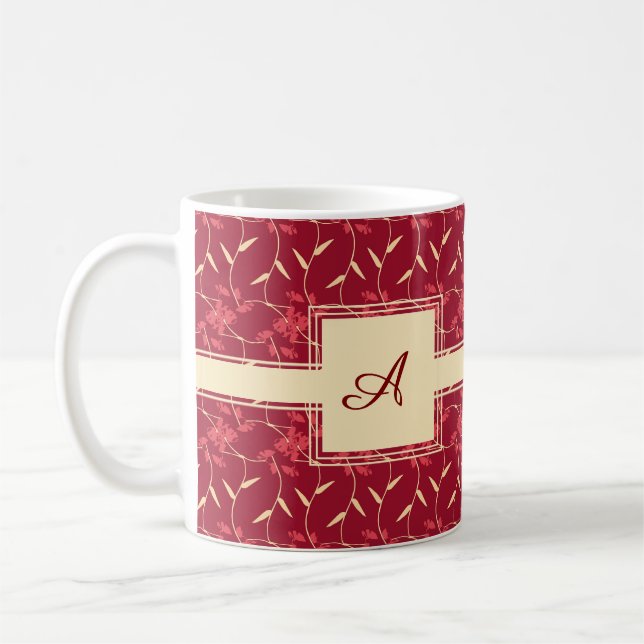 Fröhliches Regal Roter Platz Monogramm Kaffeetasse (Links)