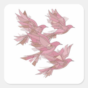 Fröhliches Rosa DREI ROSA VÖGEL IM FLUG Aufkleber