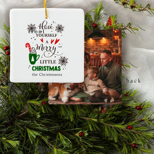 Fröhliches Rot Grün Habt Ein Fröhliches Weihnachte Keramikornament