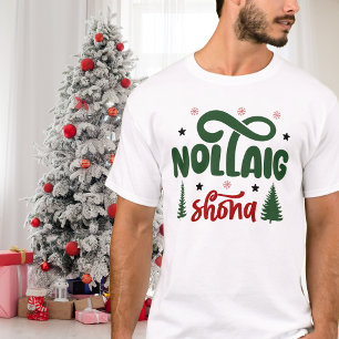 Fröhliches Rot und Grün Nollaig Shona T-Shirt