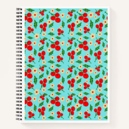 Fröhliches Rotbeer- und winziges Blumenmuster Notizbuch