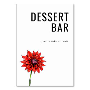 Fröhliches rotes Blumen Dessert Bar Schild Tischnummer