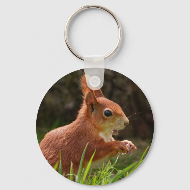 Fröhliches Rotes Eichhörnchen Schlüsselanhänger (Vorderseite)